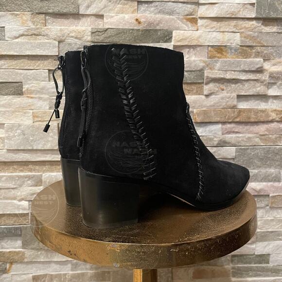 Sanctuary 8M Black Suede Leather Ankle Boots | Whipstitch Detail Block Heel NWOB - Picture 5 of 6